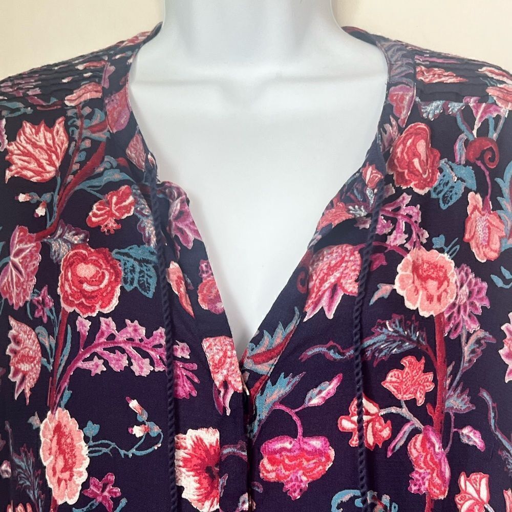 Lucky Brand Floral Bohemian Flowy Long Sleeve Blouse Sz L - Picture 8 of 11